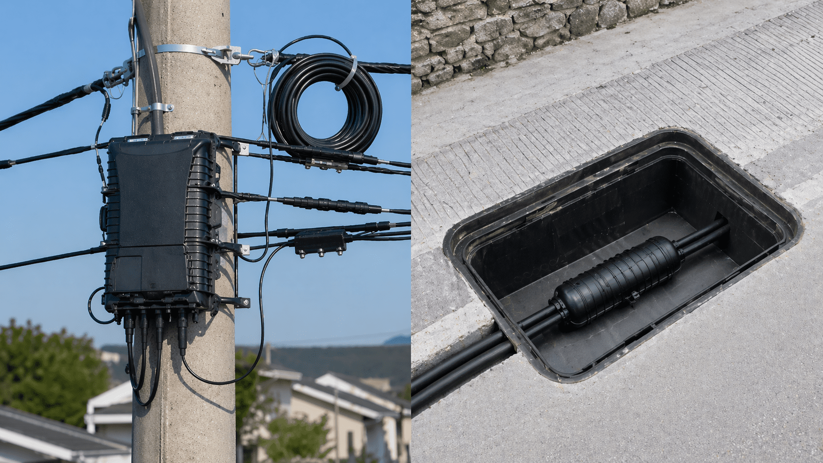 Despliegue de fibra óptica aérea frente a instalación canalizada en red FTTH