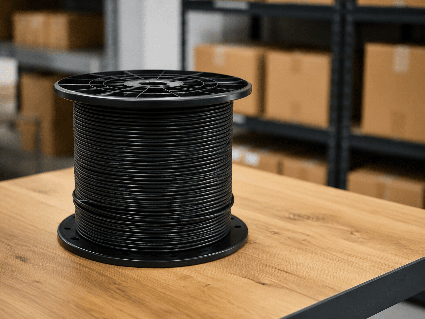 Cable de fibra óptica en bobina preparado para planificación de suministro